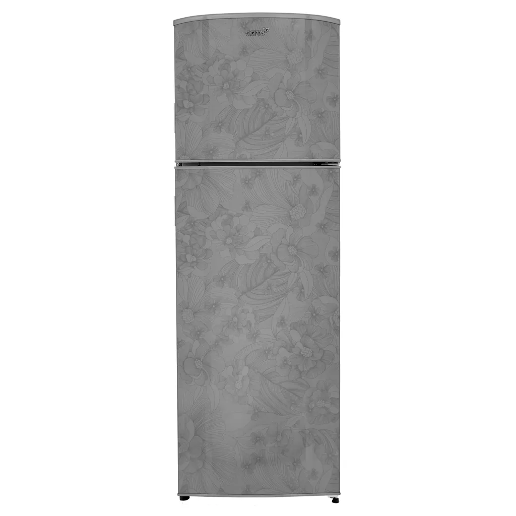 Refrigerador de 2 puertas en color Platino con nuevo decorado floral